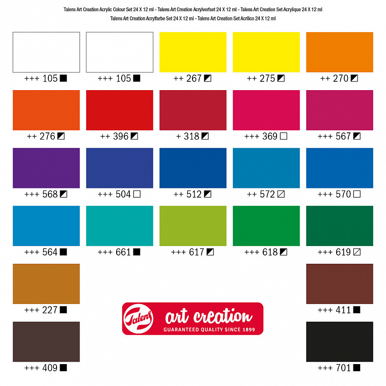Набор акрила Talens "Art Creation Expression" 24 цв*12 мл в картоне  606x758