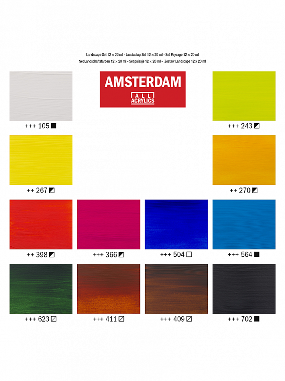 Набор акрила Talens "Amsterdam" 12 цв*20 мл, пейзаж 606x758