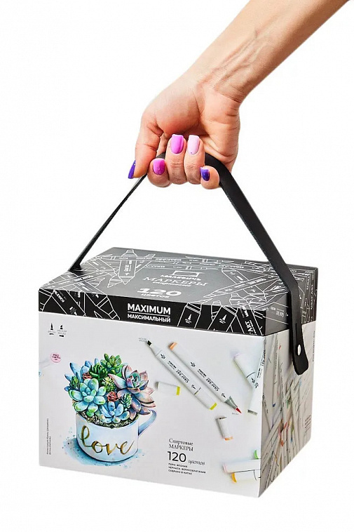 Набор спиртовых маркеров Малевичъ "GrafArt Brush" Максимальный, 120 цветов 606x758