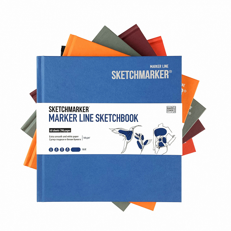 Скетчбук для маркеров Sketchmarker "MARKER LINE" 16,3х16,3 см 48 л 160 г твердая обл, все цвета