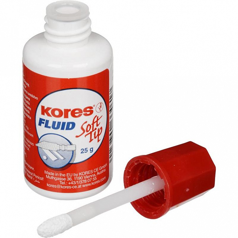 Корректирующая жидкость на быстросохнущей основе Kores Soft Tip Fluid порол. 25 г