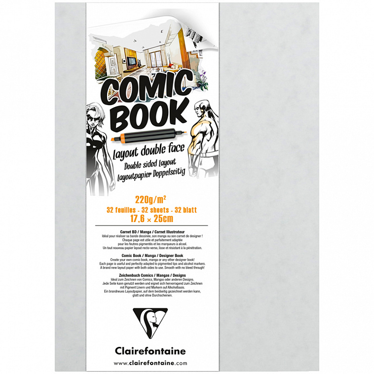 Альбом-склейка для маркеров Clairefontaine "Comic book" 17,6х25 мм  32 л 220 г