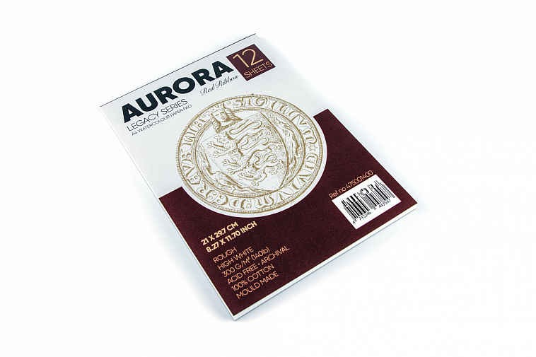 Альбом для акварели на спирали Aurora А4 12 л 300 г 100% хлопок