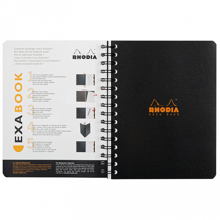 Блокнот в клетку Rhodia "Rhodiactive" 16х21 см 80 л с микроперфорацией 80 г, черный, листы: белые