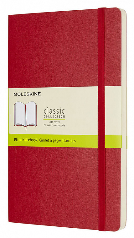 Записная книжка нелинованная Moleskine "Classic Soft" 130х210 мм 192 стр мягкая обложка, красный 606x758