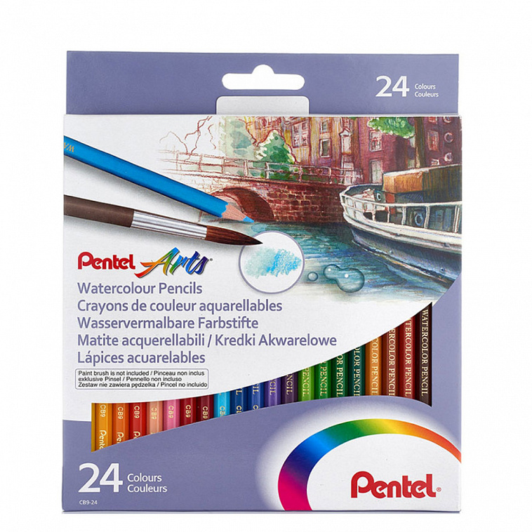 Набор карандашей акварельных Pentel "Colour pencils" 24 цв, в картонной коробке