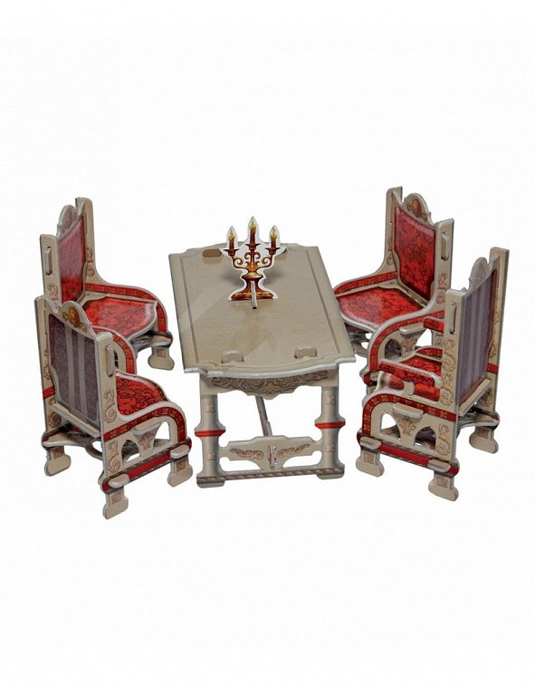 Объемный пазл, коллекционный набор мебели "Столовая" серая