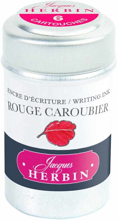Набор картриджей для перьевой ручки Herbin, Rouge caroubier Алый, 6 шт 606x758