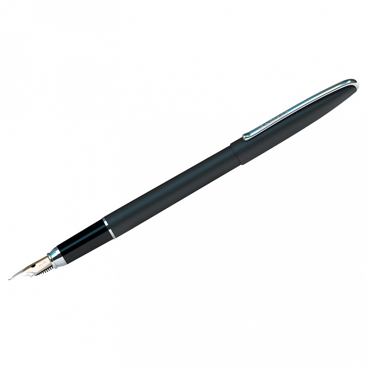 Ручка перьевая Berlingo "Silk Prestige" 0,8 мм, синяя, корпус черный/хром