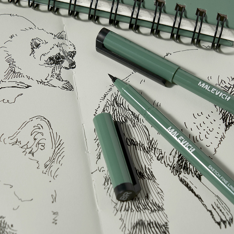 Набор капиллярных ручек линеров Малевичъ, 8 шт 606x758