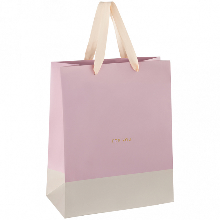 Пакет подарочный MESHU "Duotone. Pink-beige" 26*32*12 см, отд. фольгой, матовая ламинация