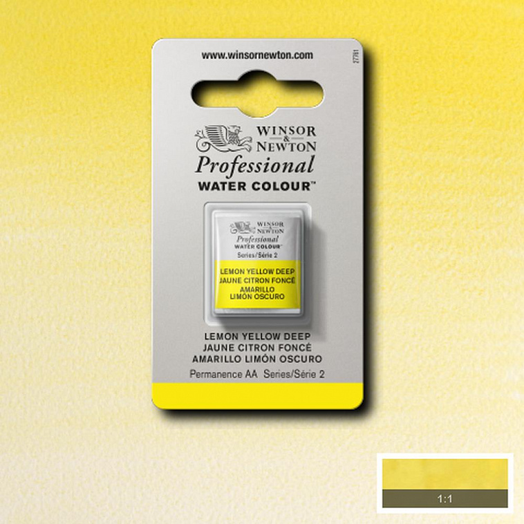 Акварель Winsor&Newton "Professional" в кювете Лимон насыщенно-желтый  606x758