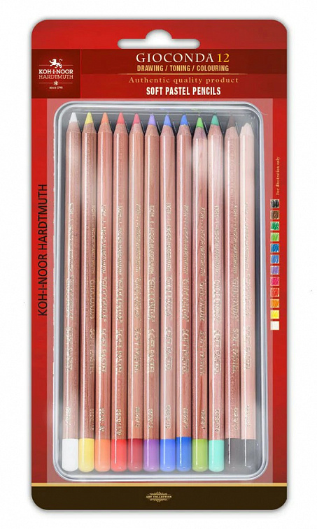 Набор карандашей пастельных Koh-I-Noor "Gioconda" 12 цветов, металл.коробка в блистере с подвесом