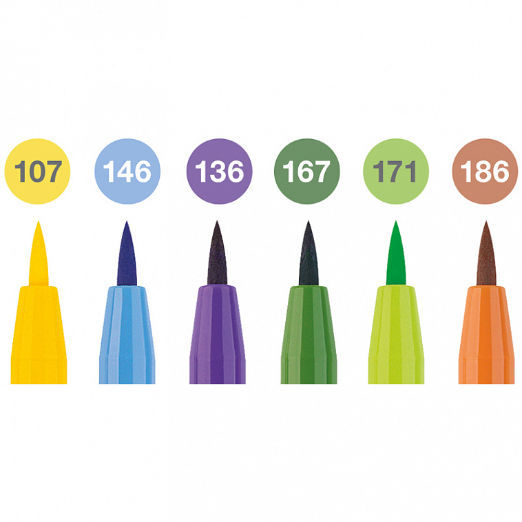 Набор ручек капиллярных Faber-Castell "Pitt Artist Pen Brush Summer vibes" 6 шт., пластик. уп., евро