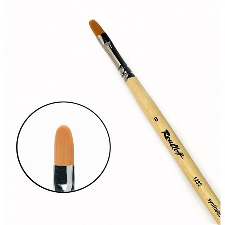 Кисть синтетика №8 овальная Roubloff "1232" длинная ручка п/лак 606x758