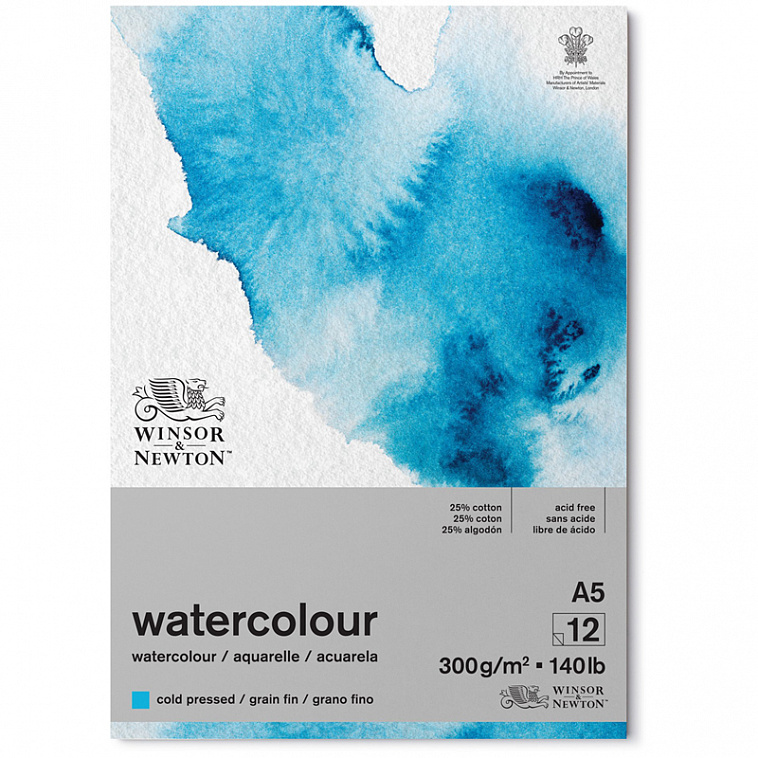Альбом-склейка для акварели Winsor&Newton "Watercolour Cold Pressed" А5 12 л 300 г, 25 % хлопок