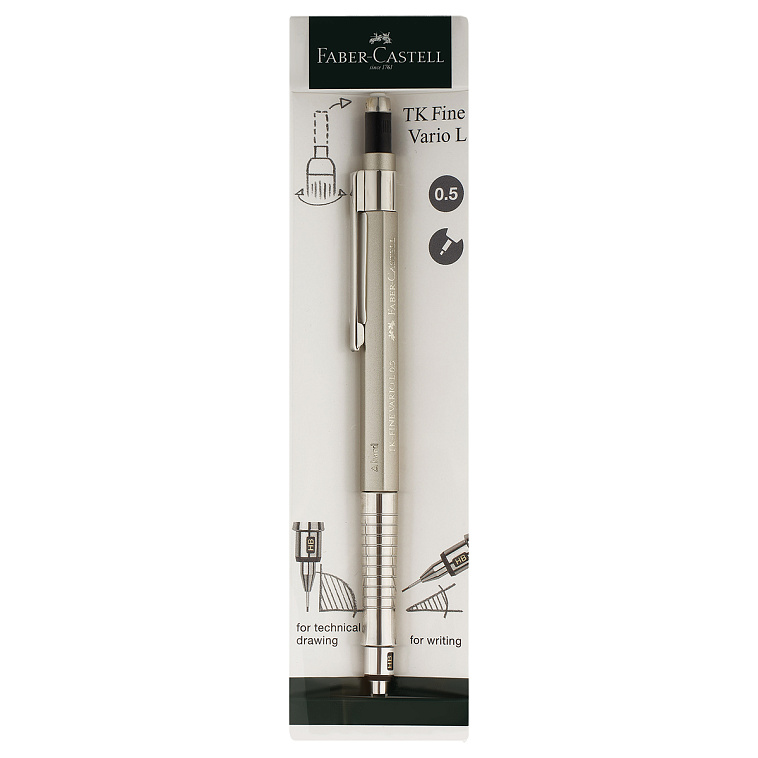 Карандаш механический Faber Castell "TK-Fine Vario L" 0,5 мм, HB, с ластиком, шампань 606x758