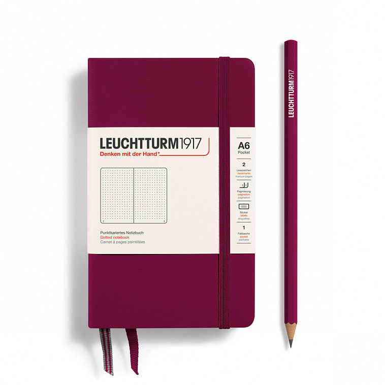 Записная книжка в точку Leuchtturm A6 187 стр., твердая обложка винная 606x758