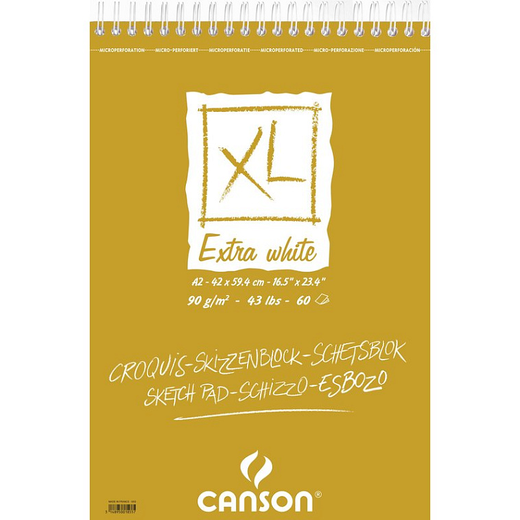 Альбом для графики на спирали Canson "XL Extra White" 42х59,4 см 60 л 90 г  606x758