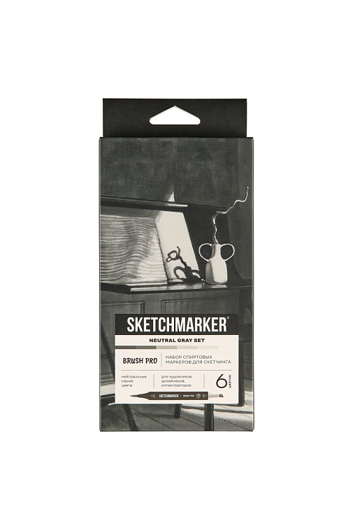 Набор маркеров Sketchmarker "Brush Pro Neutral Gray Set" 6 цветов в картонной упаковке 606x758