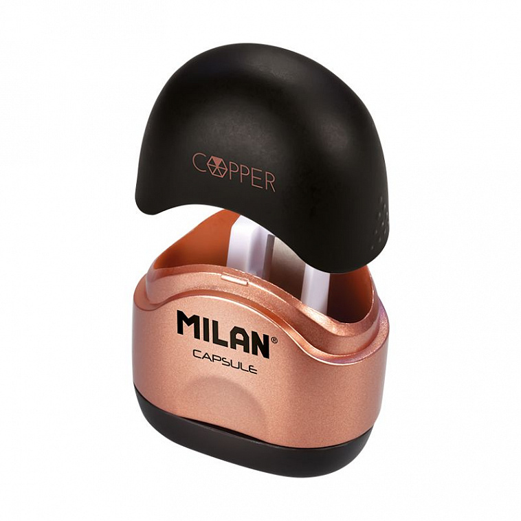 Точилка Milan "Capsule Copper" пластиковая, 1 отверстие, цвет в ассортименте