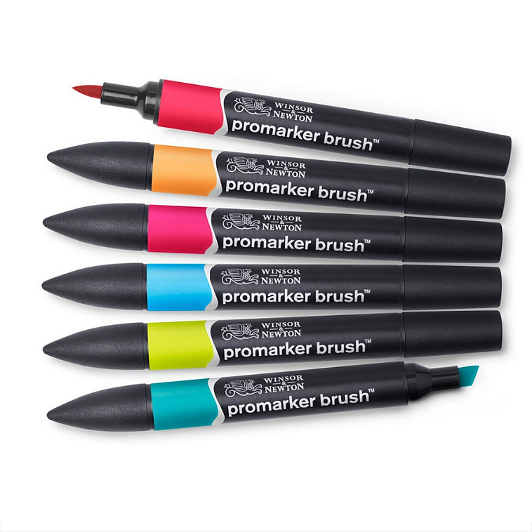Набор художественных маркеров Brush, 6 цветов, основные оттенки 606x758