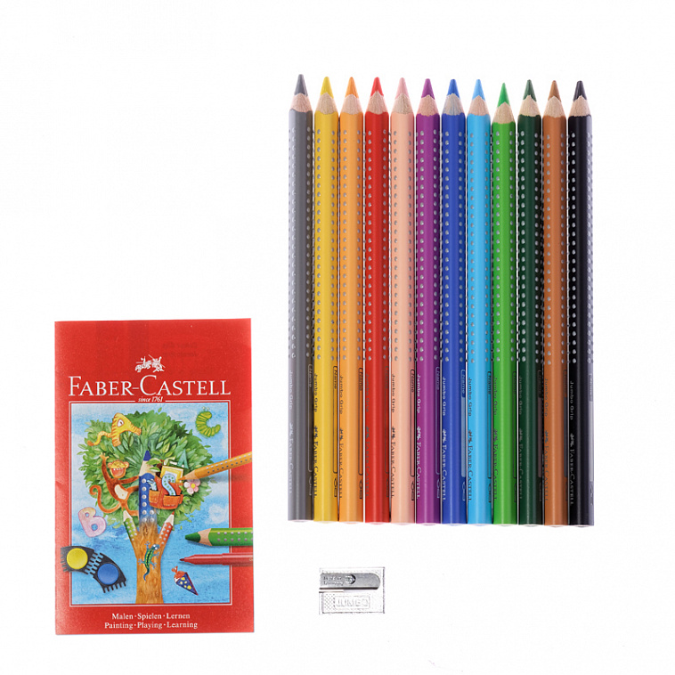 Набор карандашей цветных Faber-castell "Jumbo Grip" 12 цв + точилка в картоне  