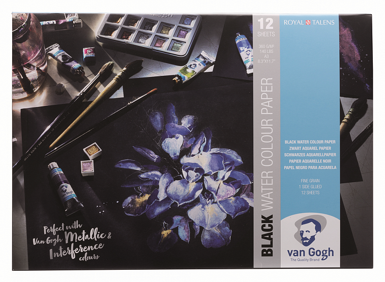 Альбом-склейка для акварели Talens "Van Gogh" А3 12 л 360 г, черная бумага
