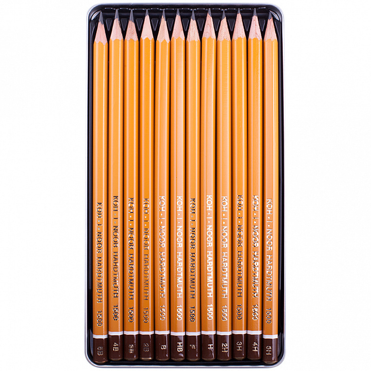 Набор карандашей чернографитных Koh-I-Noor "Graphic" 12 шт (5В-5Н) в металл коробке