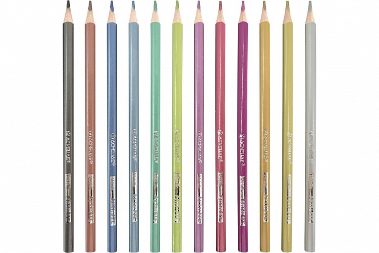 Наборкарандашей цветных  металлик ACMELIAE "Metallic Artmate" 12 цв, в картонном футляре 606x758