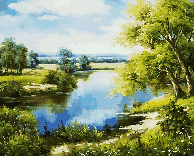 Набор для живописи по номерам Белоснежка холст 40*50 см "Лесное озеро"