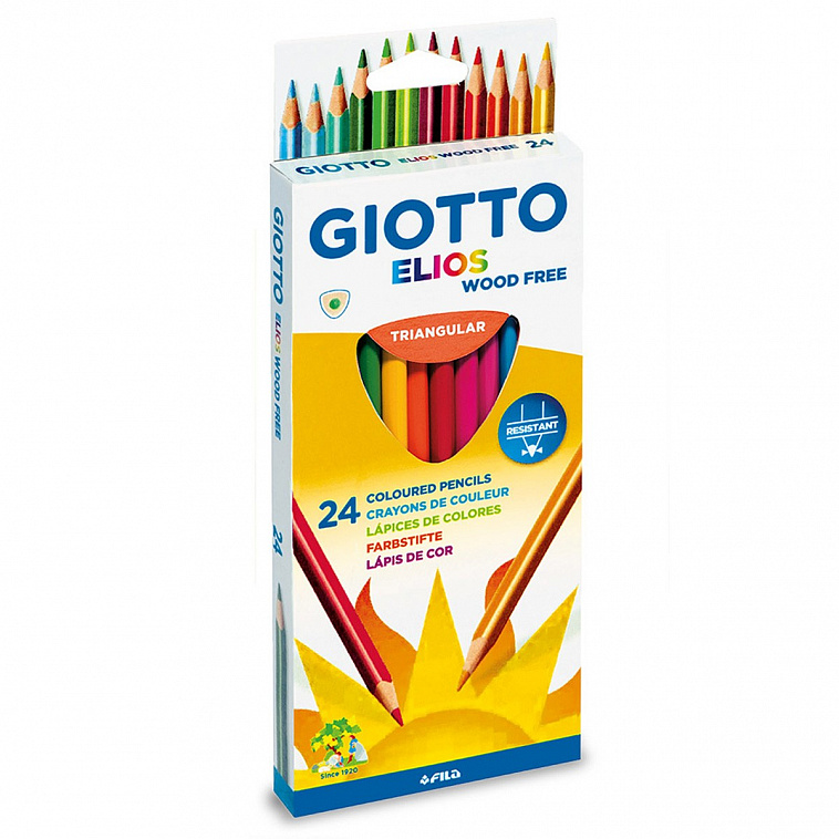 Набор карандашей цветных пластиковые Fila Giotto "Elios Tri" 24 цв, в картонной коробке