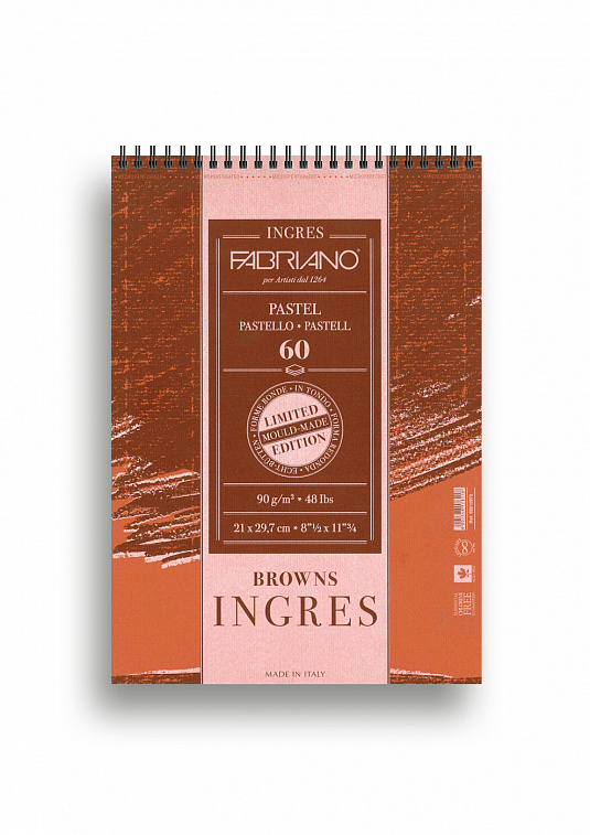 Альбом для пастели на спирали Fabriano "Ingres" 21х29,7 см 60 л 90 г, коричневая 606x758