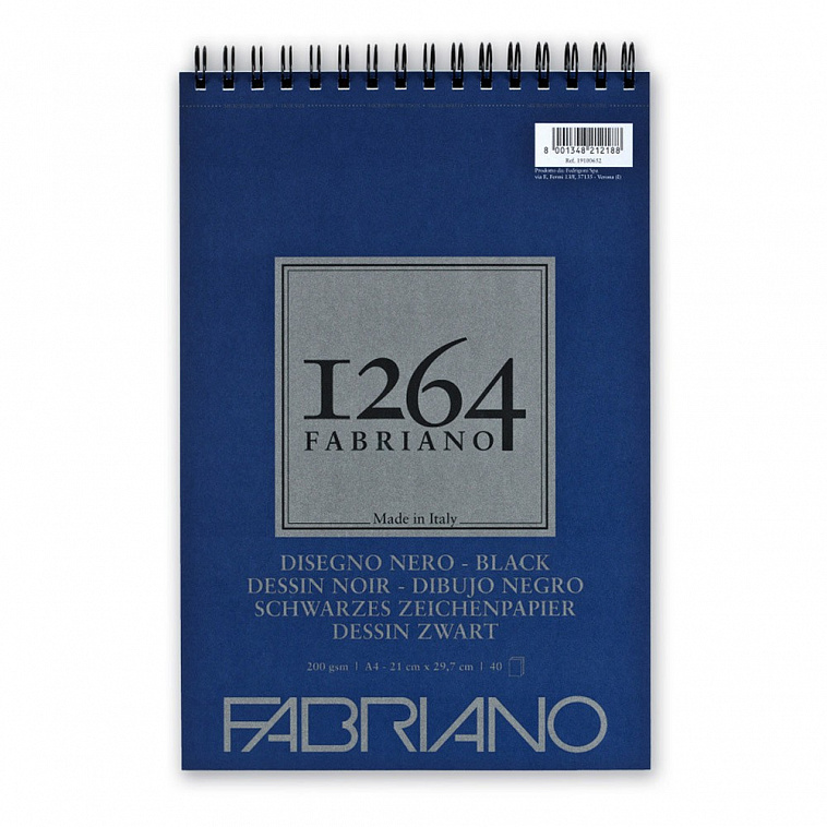Альбом для графики на спирали Fabriano "1264 BLACK" 21х29,7 см 40 л 200 г
