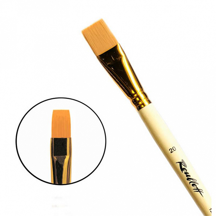 Кисть синтетика №20 плоская Roubloff "1322" длинная ручка п/лак 606x758