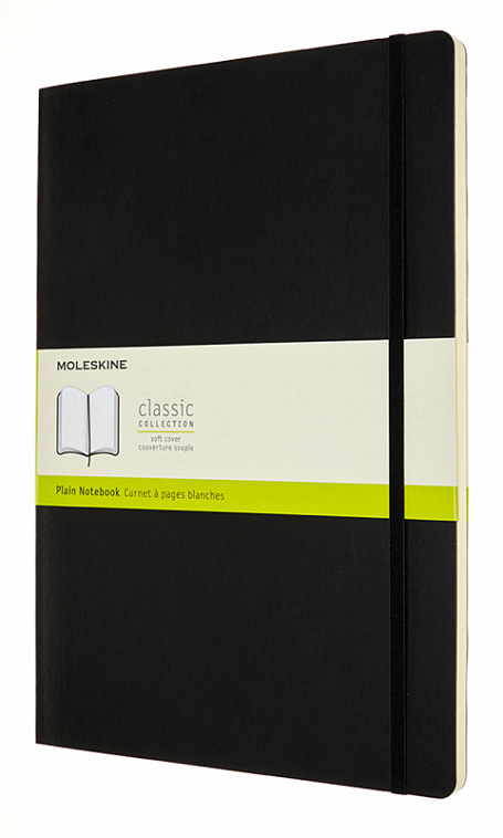 Записная книжка нелинованная Moleskine "Classic Soft" 21х30 см 192 стр., обложка мягкая черная