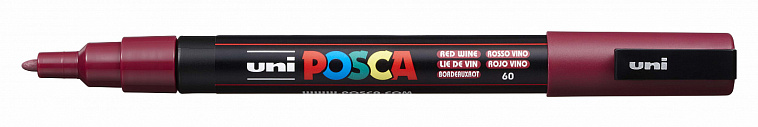 Маркер UNI "POSCA" PC-3M, 0,9-1,3 мм, наконечник пулевидный, №60 цвет красное вино 606x758