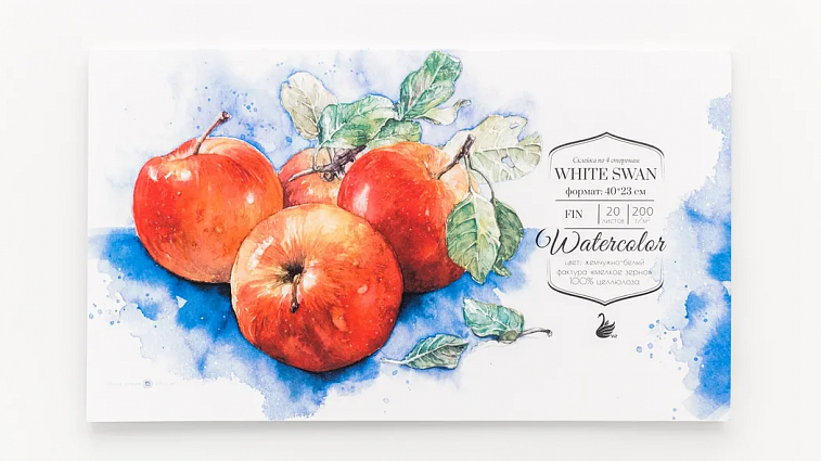 Склейка для акварели "White Swan", Fin, 200 г/м2, 40х23 см, 20 л 606x758