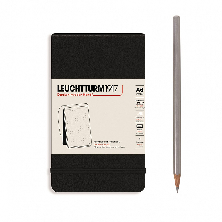 Блокнот в точку Leuchtturm Reporter Notepad Pocket 188 стр., твердая обложка черный