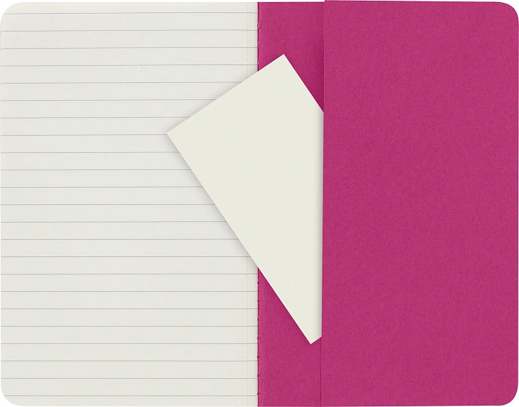Блокнот в линейку Moleskine "Cahier Journal" 3 шт Pocket 90х140 мм 64 стр, обложка розовая неон 606x758