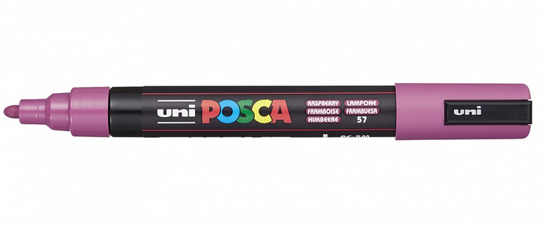 Маркер UNI "POSCA" PC-5M, 1,8-2,5 мм, наконечник пулевидный, цвет малиновый 606x758