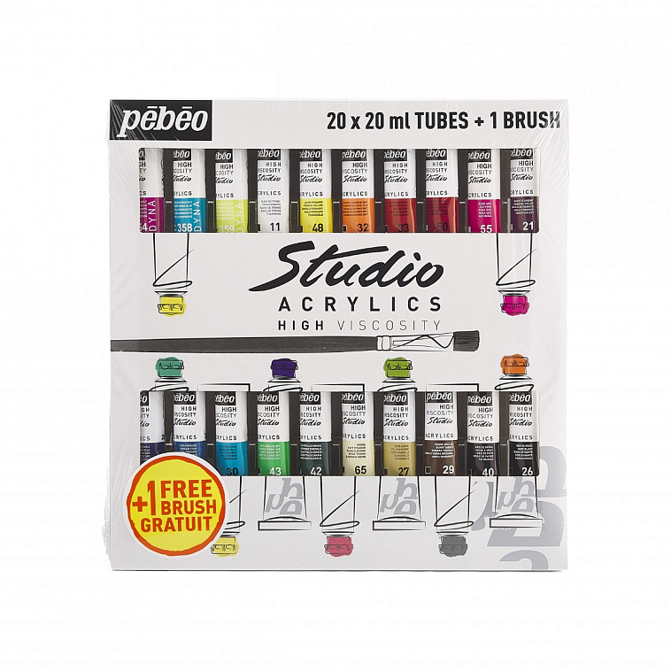 Набор акрила Pebeo "Studio Acrylics" 20 цв*20 мл  606x758