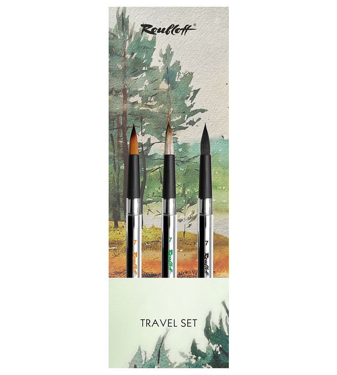 Набор кистей синтетика Roubloff "Travel Set" 3 шт, ручка складная 606x758