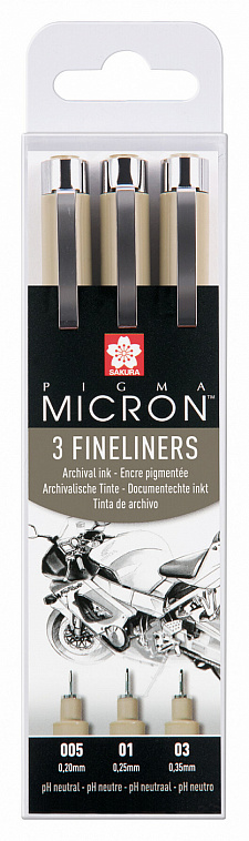 Набор капиллярных ручек Sakura "PIGMA MICRON" 3 шт (0,2 мм, 0,25 мм, 0,35 мм) Черный 606x758