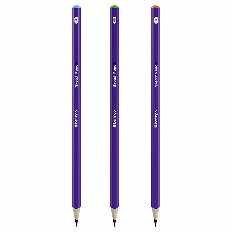 Набор карандашей чернографитных Berlingo "Sketch Pencil" 3 шт., H, HB, B, заточен., картон. упаковка