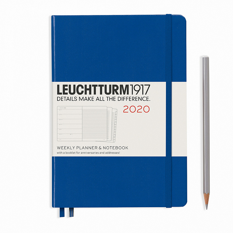 Еженедельник 2020 с записной книжкой Leuchtturm1917 А5, королевский синий с доп. буклетом