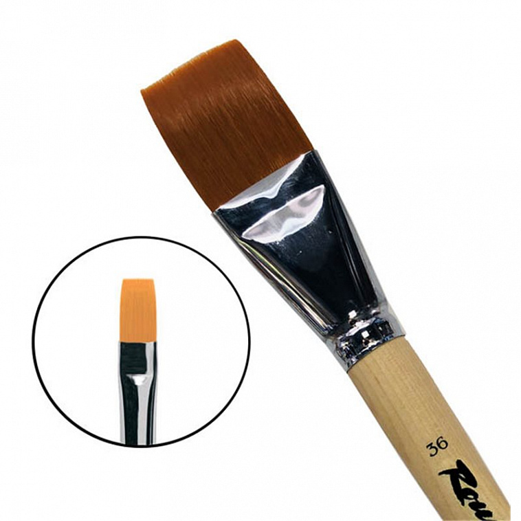 Кисть синтетика №36 плоская Roubloff "1222" длинная ручка п/лак 606x758