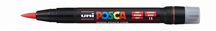 Маркер UNI "POSCA" PCF-350, кисть, цвет красный 606x758