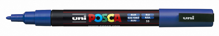 Маркер UNI "POSCA" PC-3M, 0,9-1,3 мм, наконечник пулевидный, №33 цвет синий 606x758