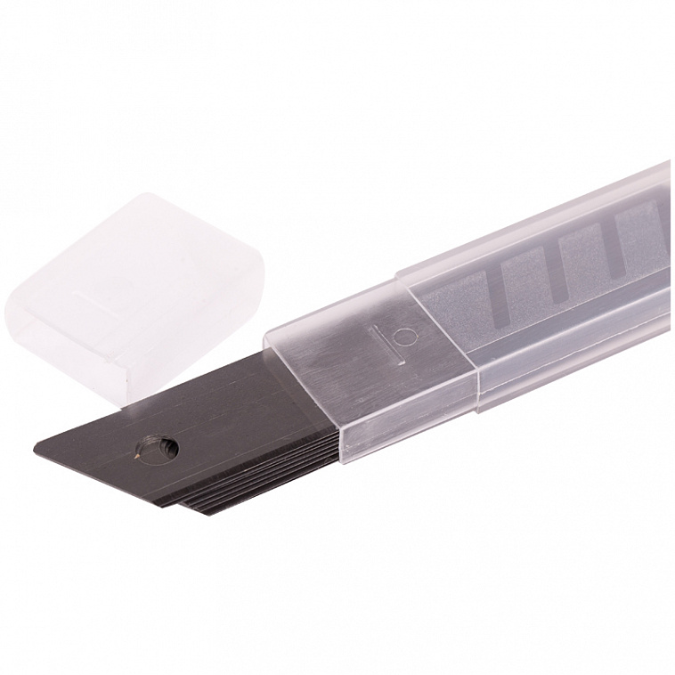 Лезвия для канцелярских ножей OfficeSpace 18 мм, 10 шт., в пластиковом пенале